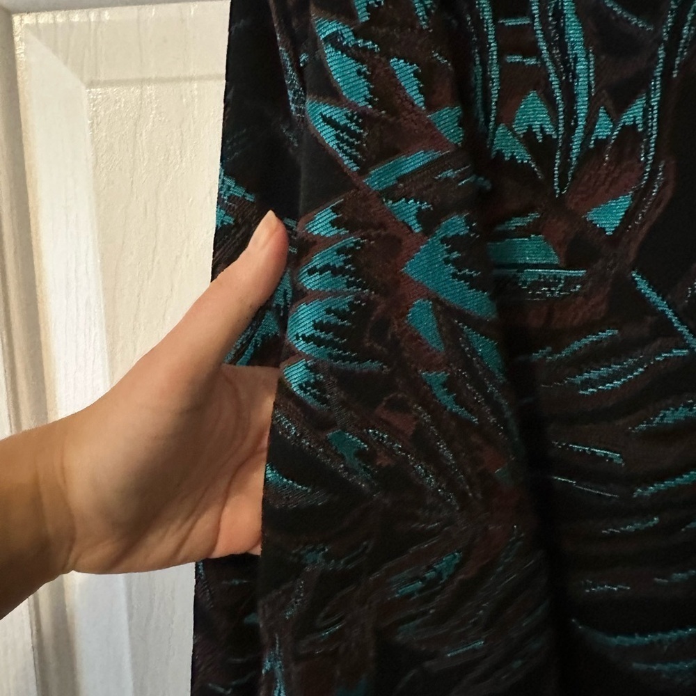 Mara Hoffman teal and chocolate brown floral print swing mini dress, size small - Picture 4 of 8